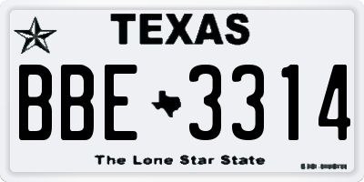 TX license plate BBE3314