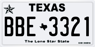 TX license plate BBE3321