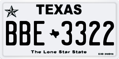 TX license plate BBE3322
