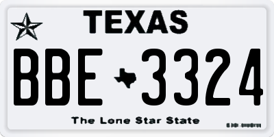 TX license plate BBE3324