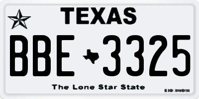 TX license plate BBE3325