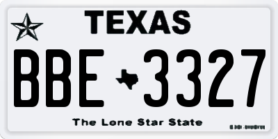 TX license plate BBE3327