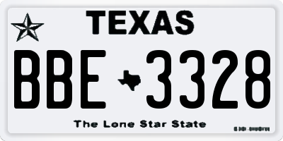 TX license plate BBE3328