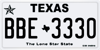 TX license plate BBE3330