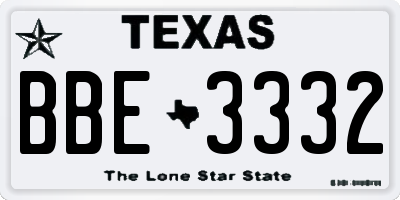 TX license plate BBE3332