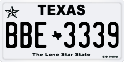 TX license plate BBE3339