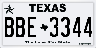 TX license plate BBE3344