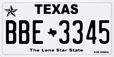 TX license plate BBE3345