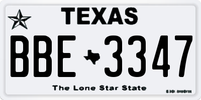 TX license plate BBE3347
