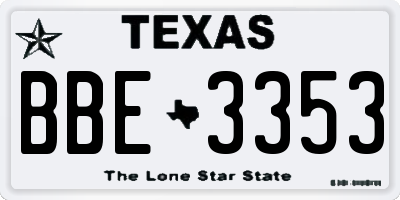 TX license plate BBE3353