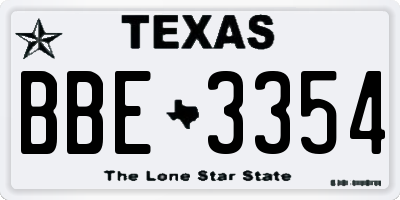 TX license plate BBE3354