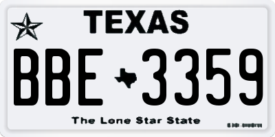 TX license plate BBE3359
