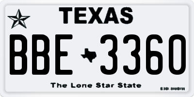 TX license plate BBE3360