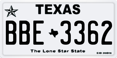 TX license plate BBE3362