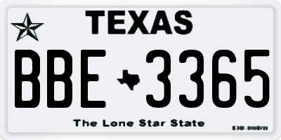 TX license plate BBE3365