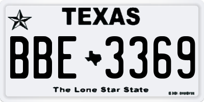 TX license plate BBE3369