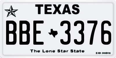 TX license plate BBE3376