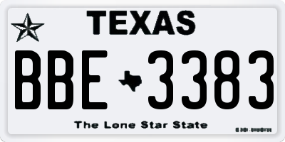 TX license plate BBE3383