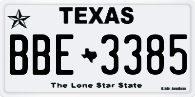 TX license plate BBE3385