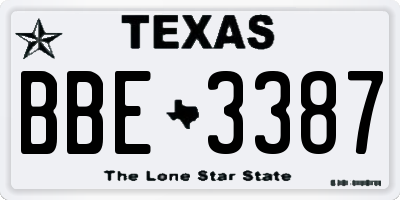 TX license plate BBE3387