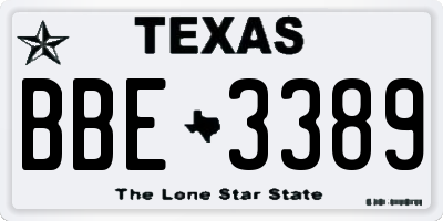 TX license plate BBE3389