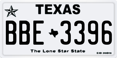 TX license plate BBE3396