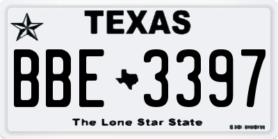 TX license plate BBE3397