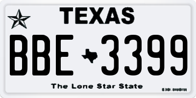 TX license plate BBE3399