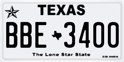 TX license plate BBE3400