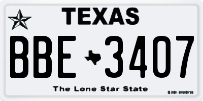 TX license plate BBE3407
