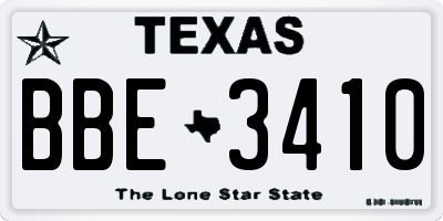 TX license plate BBE3410