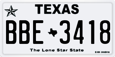 TX license plate BBE3418