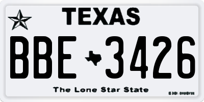 TX license plate BBE3426