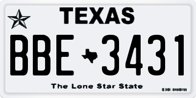 TX license plate BBE3431