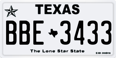 TX license plate BBE3433
