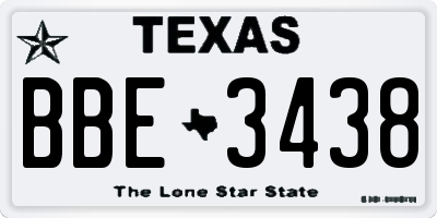TX license plate BBE3438