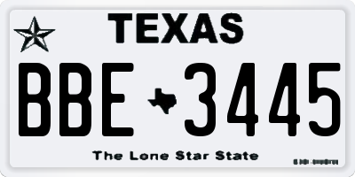 TX license plate BBE3445