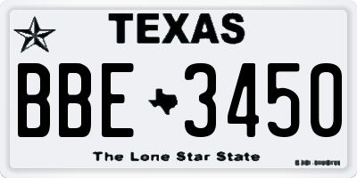 TX license plate BBE3450