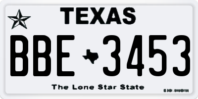 TX license plate BBE3453