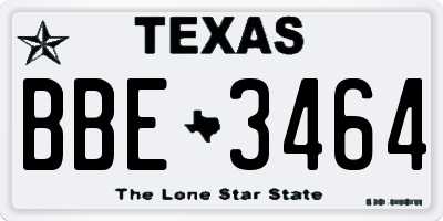 TX license plate BBE3464
