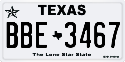 TX license plate BBE3467