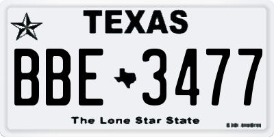 TX license plate BBE3477
