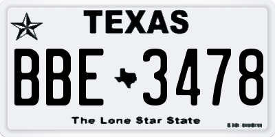 TX license plate BBE3478