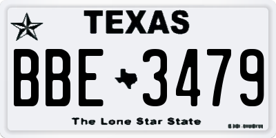 TX license plate BBE3479