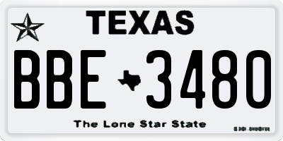 TX license plate BBE3480