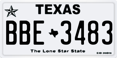 TX license plate BBE3483