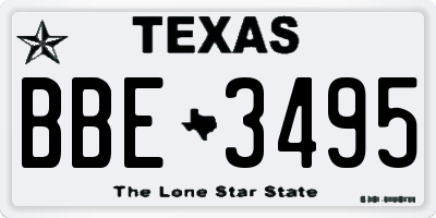 TX license plate BBE3495