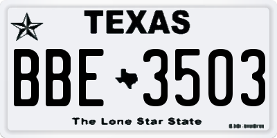 TX license plate BBE3503
