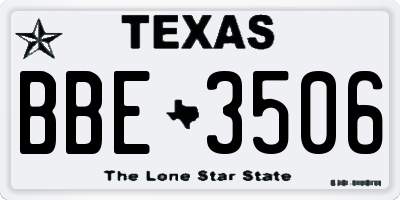 TX license plate BBE3506