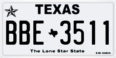 TX license plate BBE3511